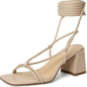 Nude Ankle Wrap Heels